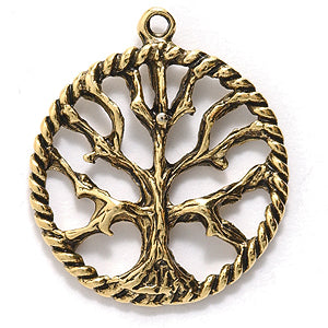 PW188-AG: Tree Of Life Pendant Ant Gold 25mm - 1PC