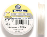 18FI296-S30: Beadalon .018 19-strand Silver Color 30ft Spool 1 Spool