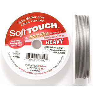 24SFT212-30: Soft Touch Satin Silver .024 49 Strand 30 Feet Spool
