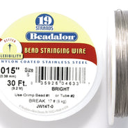FI295-30: Beadalon Silver .015 19-strand 30 Feet Spool 1 Spool