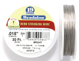 15FI295-30: Beadalon Silver .015 19-strand 30 Feet Spool 1 Spool