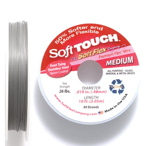 19SFT212-10: Soft Touch Satin Silver .019 49 Strand 10 Feet Spool