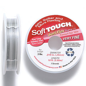 10SFT212-10: Soft Touch Satin Silver .010 7 Strand 10 Feet Spool