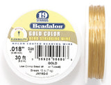 18FI854-30: Beadalon Beading Wire Gold Color .018 19-strand 30ft Spool
