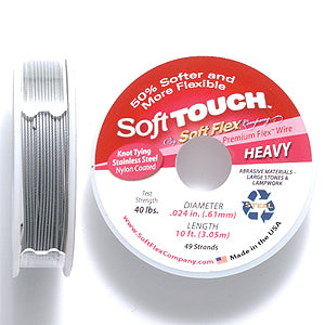 24SFT212-10: Soft Touch Satin Silver .024 49 Strand 10 Feet Spool