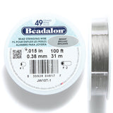 15FI294-C: Beadalon Bright Silver .015 49-strand 100 Feet
