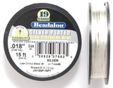 18FI296-SP15: Beadalon .018 19-strand Silver Plate 15ft Spool 1 Spool