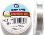 FI294-100: Beadalon Silver .018 49-strand 100 Feet Spool