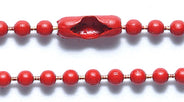 2CX144-24: Ball Chain #3 Necklace Red 24IN