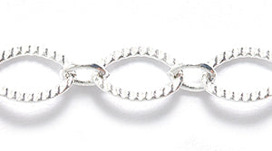 87CX812: Chain Crimped 9mm Oval LNK Silver 1FT