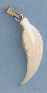 MP466: MOP Feather Charm 8x27mm - 1EA