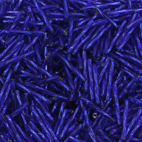 20BT476: Czech Twisted Bugle Silverlined Sapphire 20mm - 50GM