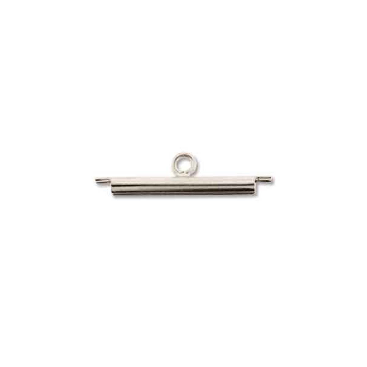 20FI83-S: Miyuki Slide End Tube 20mm Silver Plated- 2ppk