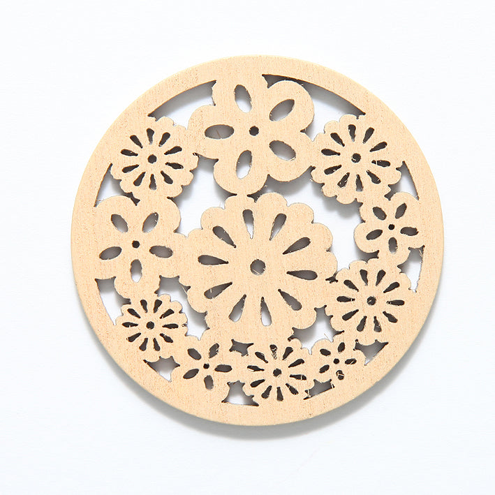 48WC807-51: Wood Circle Flower 48mm LT -20PC