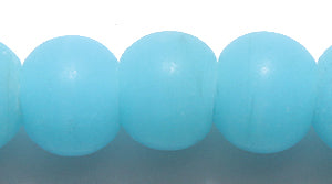 10IN160-M: Round Opal Aqua 9-10mm 4MM ID Matte-24 IN STR