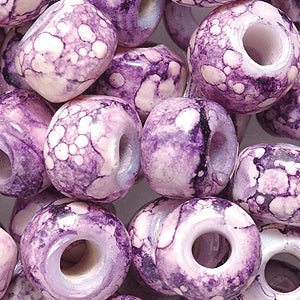 9IC095-W: Crow Marble White/purple 9mm -150PC