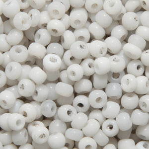 7SV210-1: Vintage Venetian Seed Bead Greyish White Opal 7/0 - 500 Grams