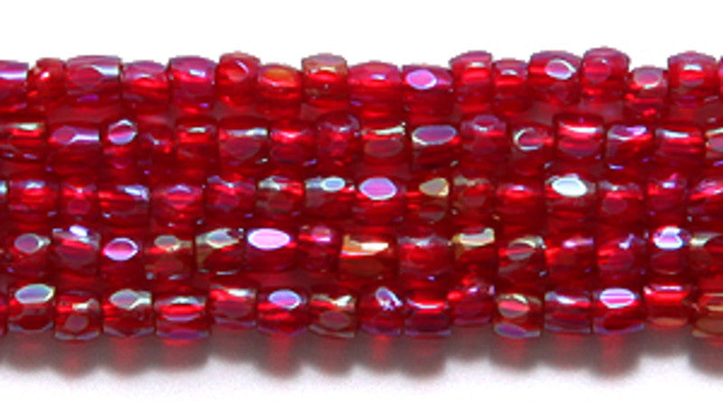9SC544-T: CZ Seed Bead 3-cut TR Ruby AB 9/0 5HK