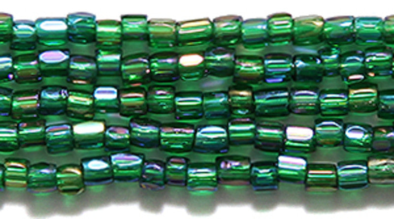 9SC584-T: CZ Seed Bead 3-cut Christmas Green AB 5HK