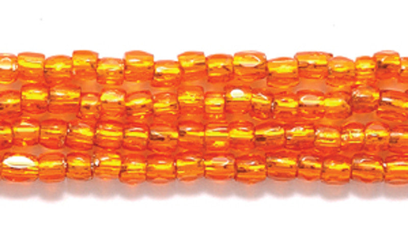 9SC434: CZ Seed Bead 3-cut Silver Lined Orange 9/0 10HK