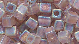 52SD596-M: Miyuki Cube Smoky Amethyst Matte AB 4mm 25GM