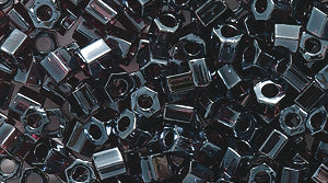 8SD396-HC: Seed Bead Dark Smoky Amethyst Luster Hex Cut 8/0 8c-171  - - 250 Gram Bags