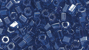 8SD378-HC: Seed Bead Transparent Cobalt Luster Hex Cut 8/0 8c-9176  - - 250 Gram Bags