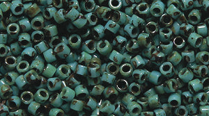 14SD162-52R: DB2264 Delica Opaque Turquoise Blue Picasso 11/0 - 9GM