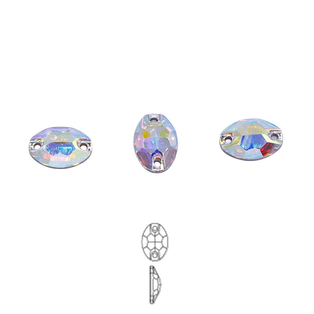 24CC512-7: Preciosa Crystal Sew On Oval Crystal AB 10x7mm-2PC