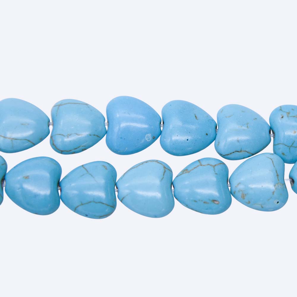 24ST612-BH: 14mm Blue Magnesite Heart Beads 15.5"