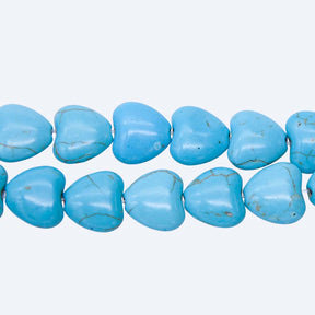 24ST612-BH: 14mm Blue Magnesite Heart Beads 15.5"
