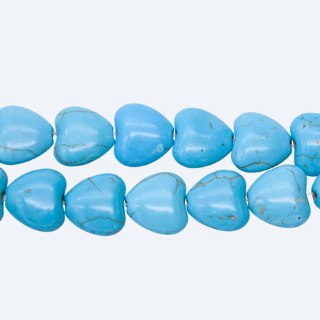 24ST612-BH: 14mm Blue Magnesite Heart Beads 15.5"