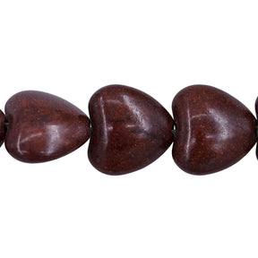 24ST612-COH: 14mm Coffee Magnesite Heart Beads 15.5"