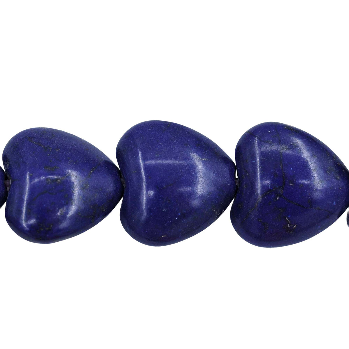 24ST612-DBH: 14mm Lapis Magnesite Puff Heart Beads 15.5"