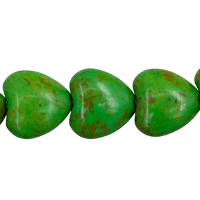 24ST612-GH: 14mm Green Magnesite Heart Beads 15.5"
