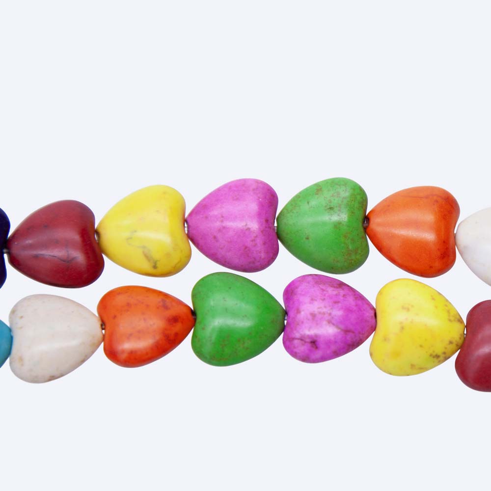 24ST612-MH: 14mm Mix Magnesite Puff Heart Beads 15.5"