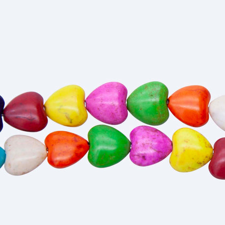 24ST612-MH: 14mm Mix Magnesite Puff Heart Beads 15.5"