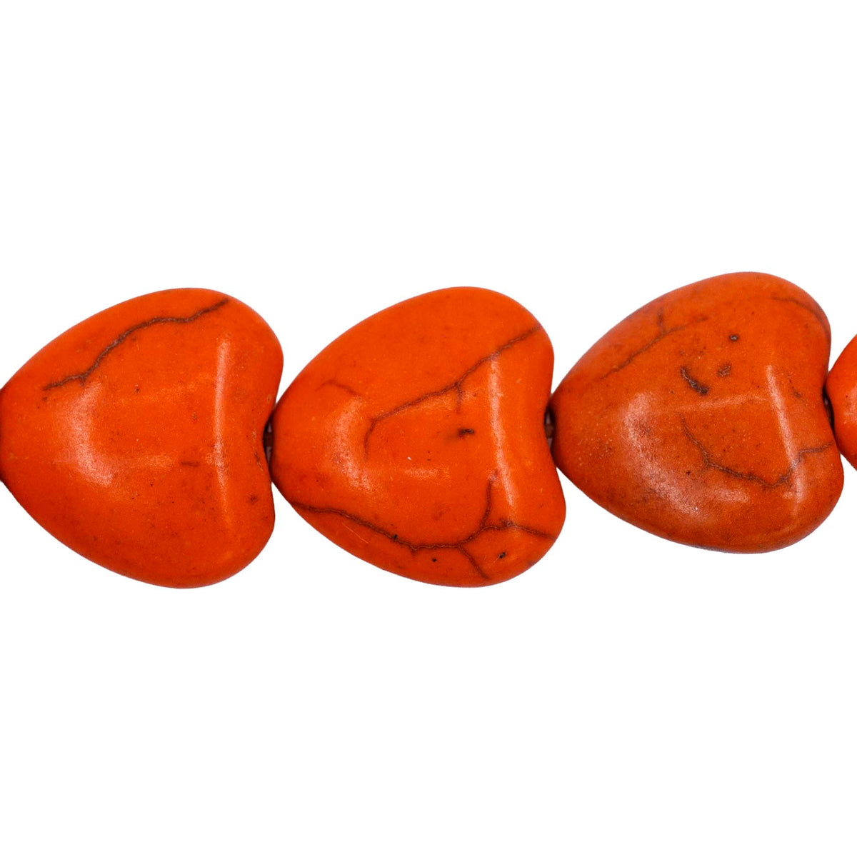 24ST612-OH: 14mm Orange Magnesite Puff Heart Beads 15.5"