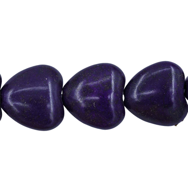 24ST612-PRH: 14mm Purple Magnesite Heart Beads 15.5"