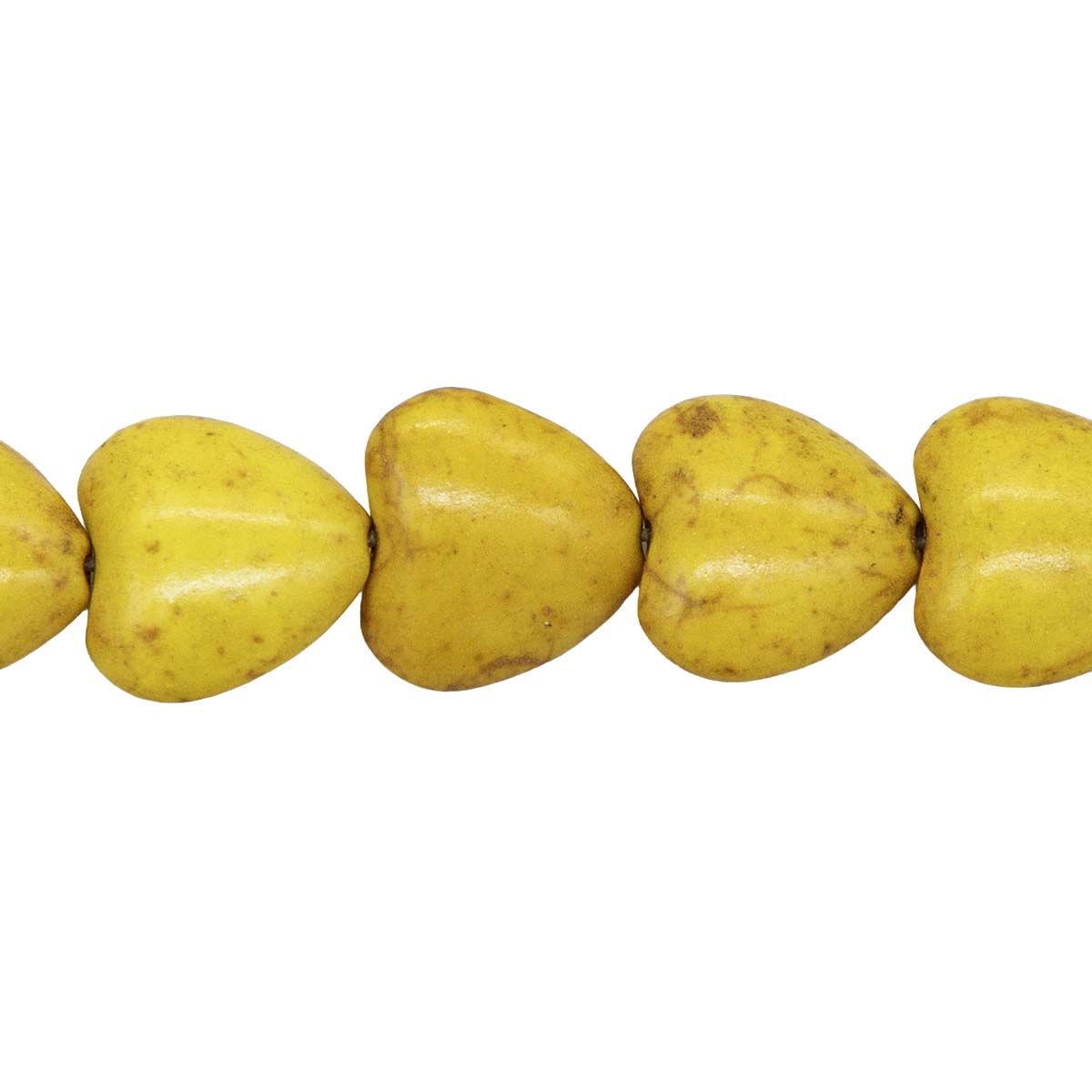 24ST612-Y: 14mm Yellow Magnesite Puff Heart Beads 15.5"