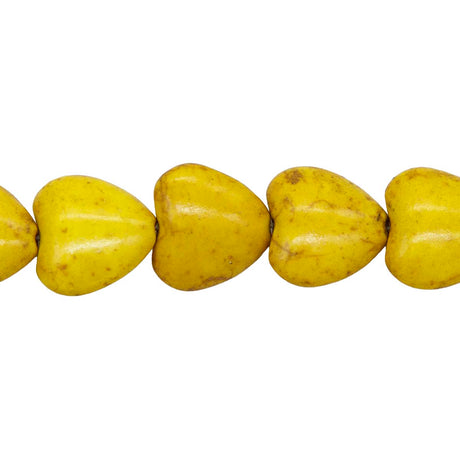 24ST612-Y: 14mm Yellow Magnesite Puff Heart Beads 15.5"