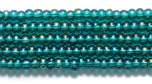 11SB587-TR: Czech Seed Bead Transparent Emerald AB 11/0 - - 1 Hank