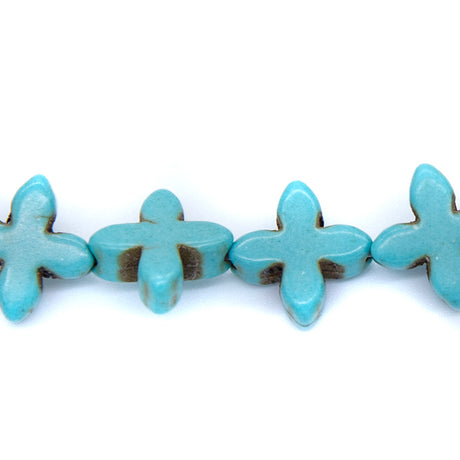 25ST612-B: Magnesite Snowflake Beads Blue 15mm 15.5"