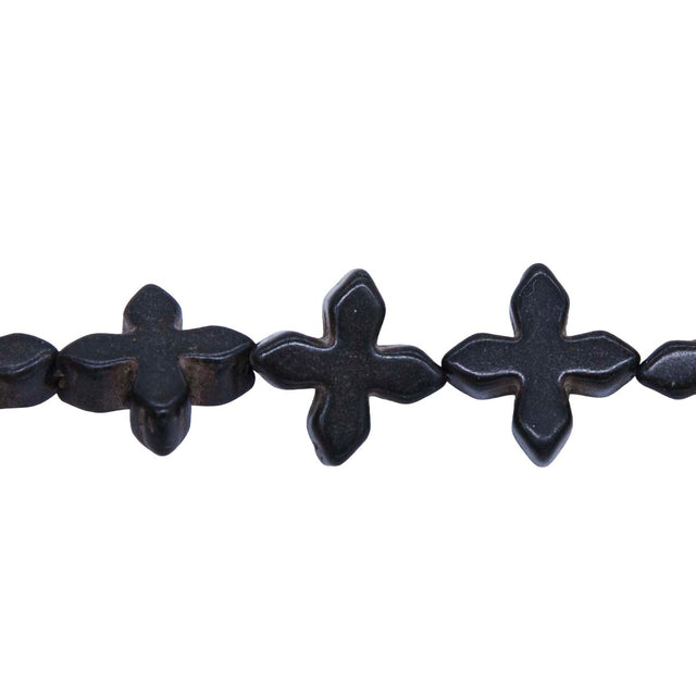 25ST612-BK: Magnesite Snowflake Beads Black 15mm 15.5"