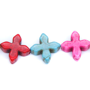 25ST612-X: Magnesite Snowflake Beads Mix 15mm 15.5"