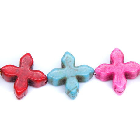 25ST612-X: Magnesite Snowflake Beads Mix 15mm 15.5"