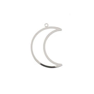 DZ1406-38: Beadwork Findings Silver Pendant Moon 17.5x26mm 6PPK