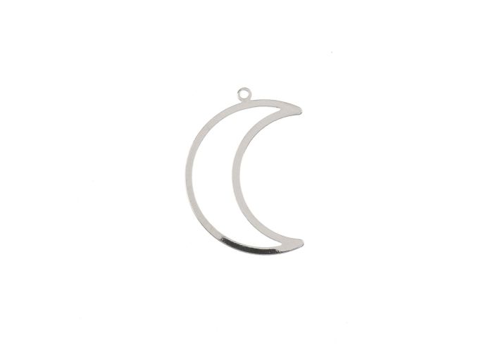 DZ1406-38: Beadwork Findings Silver Pendant Moon 17.5x26mm 6PPK