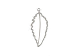 DZ1406-40: Beadwork Findings Silver Pendant Art Leaf 18.5x41.5mm 4PPK