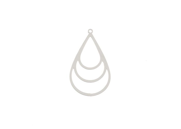 DZ1406-44: Beadwork Findings Silver Pendant Multi Drop 21x36mm 4PPK